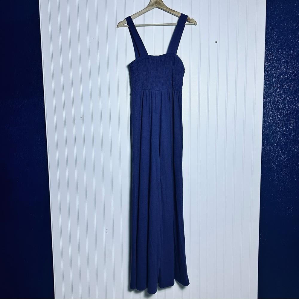Free People Beach Smocked Wide Leg Jumpsuit  "Beach Blue” Pockets Casual S NWOT - Picture 10 of 10